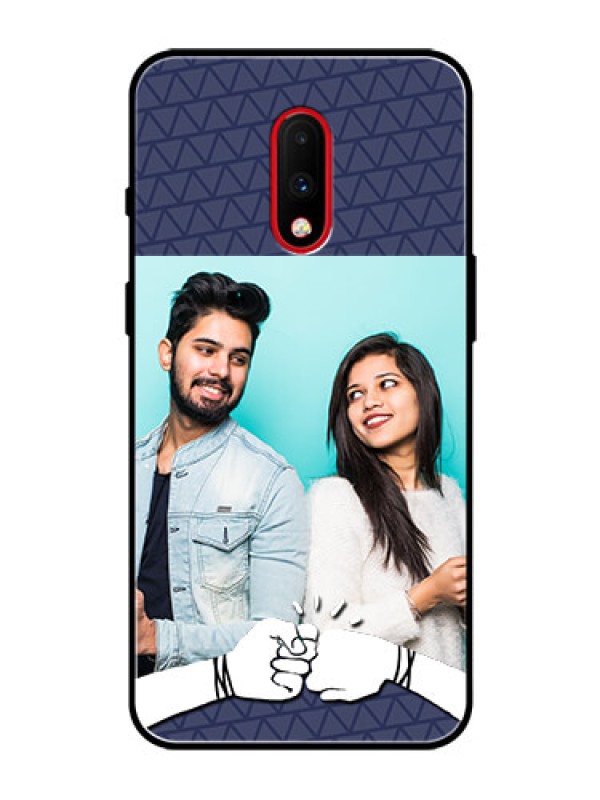 Custom OnePlus 7 Photo Printing on Glass Case  - with Best Friends Design  