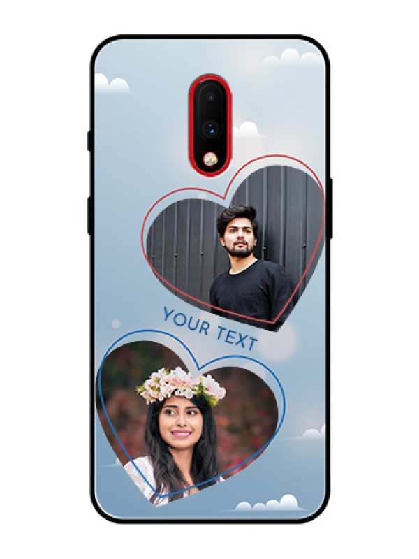 Custom OnePlus 7 Custom Glass Mobile Case  - Blue Color Couple Design 