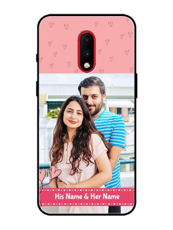 Custom OnePlus 7 Personalized Glass Phone Case  - Love Design Peach Color