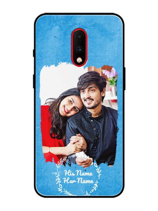 Custom OnePlus 7 Custom Glass Phone Case - Blue Color Vintage Design