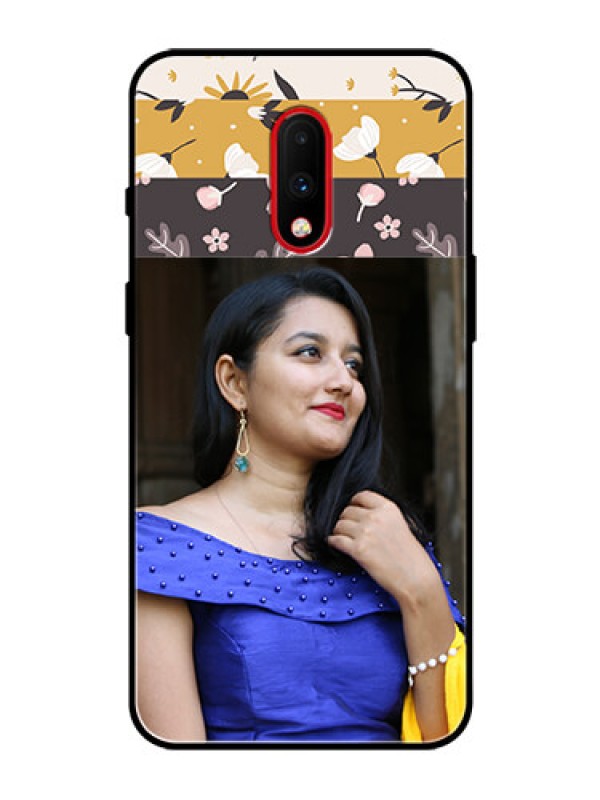 Custom OnePlus 7 Custom Glass Phone Case  - Stylish Floral Design