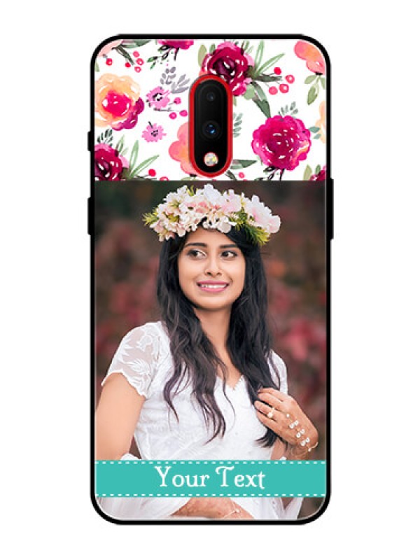 Custom OnePlus 7 Custom Glass Phone Case  - Watercolor Floral Design