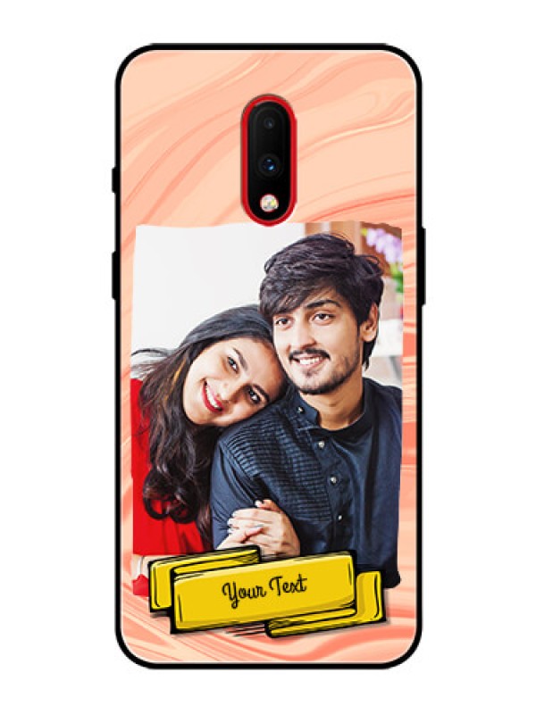 Custom OnePlus 7 Personalized Glass Phone Case  - Marble Texture Design