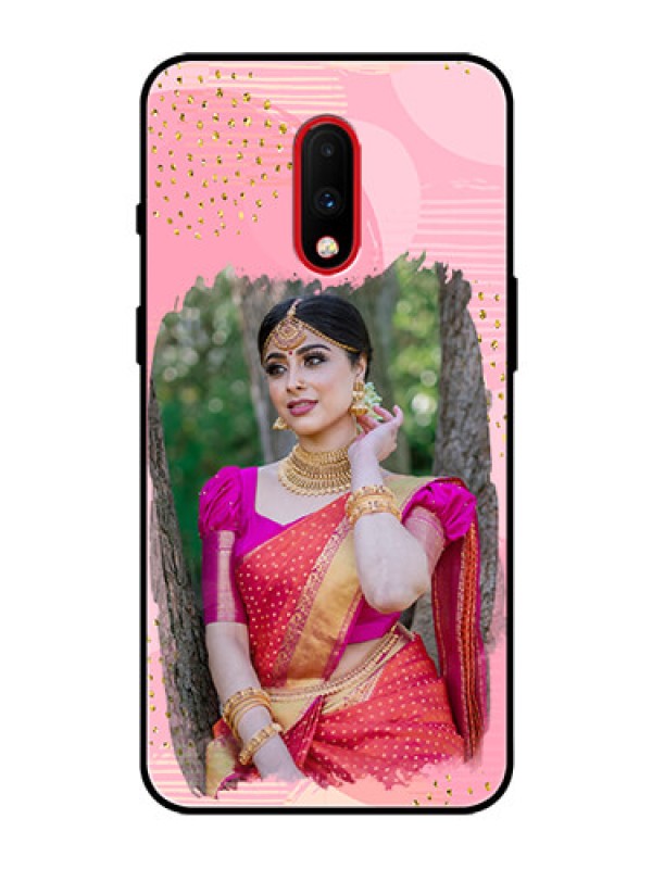Custom OnePlus 7 Personalized Glass Phone Case  - Gold Glitter Splash Design