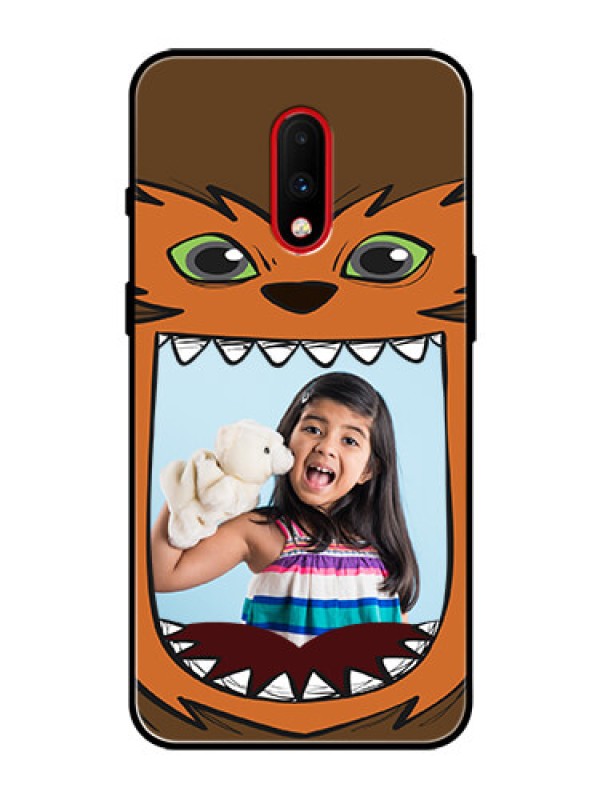 Custom OnePlus 7 Photo Printing on Glass Case  - Owl Monster Back Case Design