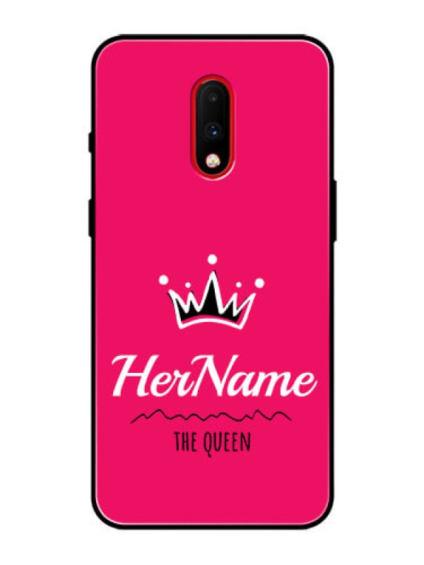 Custom Oneplus 7 Glass Phone Case Queen with Name