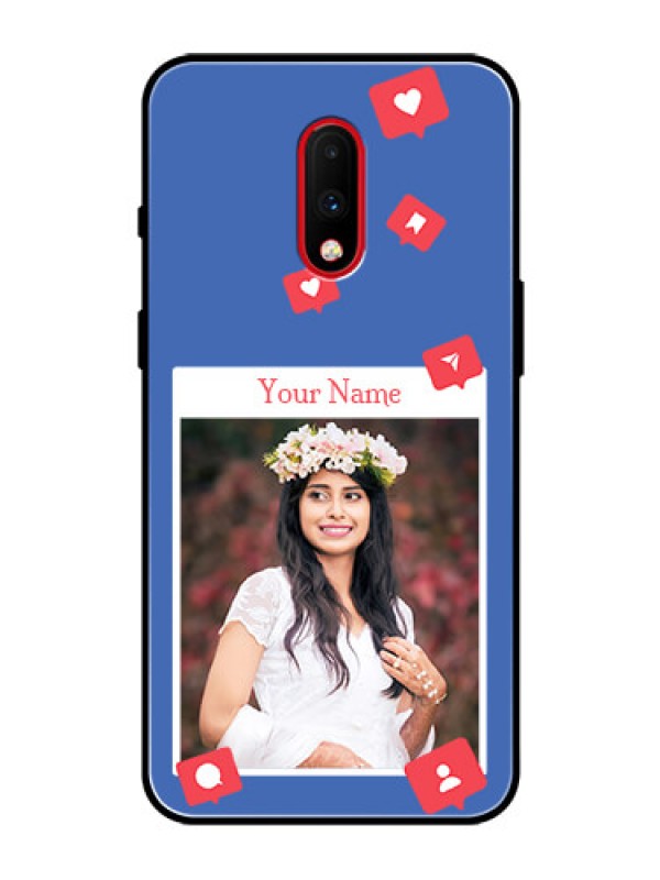 Custom OnePlus 7 Custom Glass Phone Case - Like Share And Comment Design