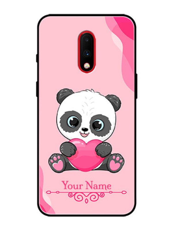 Custom OnePlus 7 Custom Glass Mobile Case - Cute Panda Design