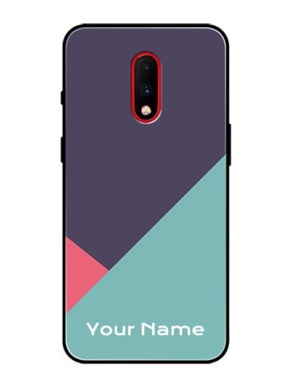 Custom OnePlus 7 Custom Glass Mobile Case - Tri Color abstract Design
