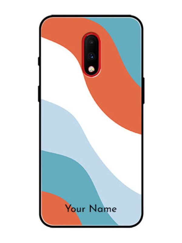 Custom OnePlus 7 Custom Glass Mobile Case - coloured Waves Design