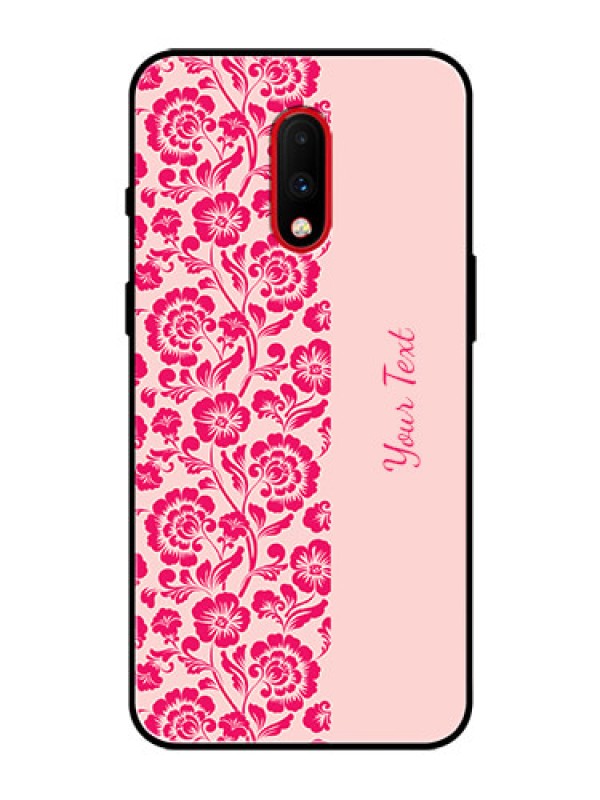 Custom OnePlus 7 Custom Glass Phone Case - Attractive Floral Pattern Design