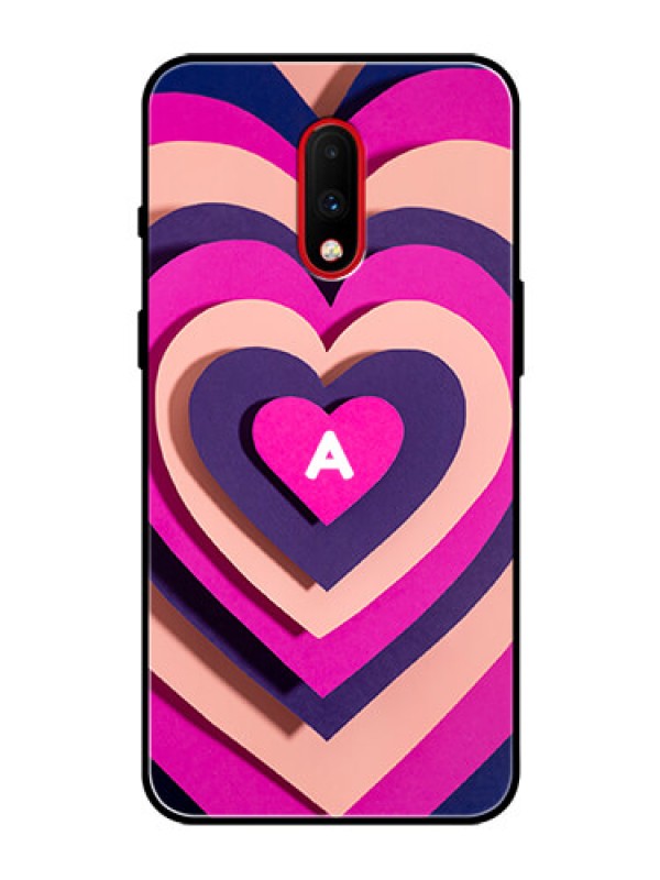Custom OnePlus 7 Custom Glass Mobile Case - Cute Heart Pattern Design