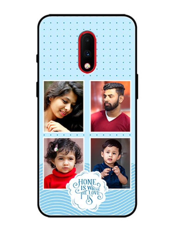Custom OnePlus 7 Custom Glass Phone Case - Cute love quote with 4 pic upload Design