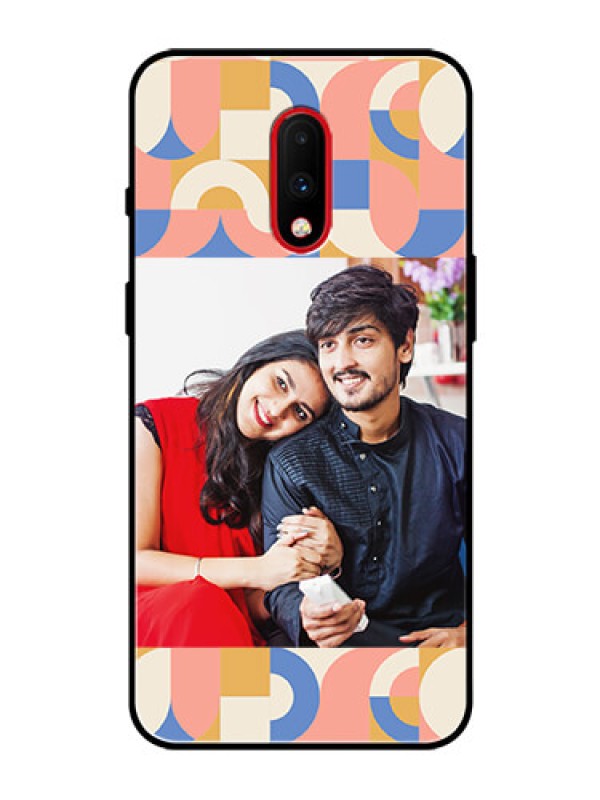 Custom OnePlus 7 Photo Printing on Glass Case - Semi-circle Maze Pattern Design