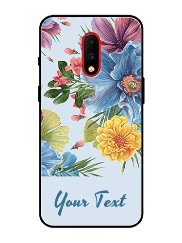 Custom OnePlus 7 Custom Glass Mobile Case - Stunning Watercolored Flowers Painting Design