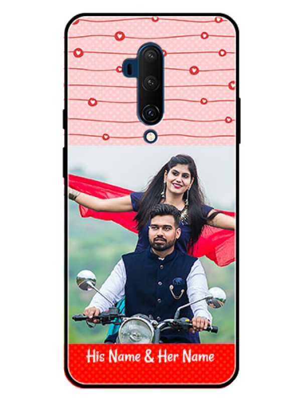 Custom Oneplus 7T Pro Personalized Glass Phone Case  - Red Pattern Case Design