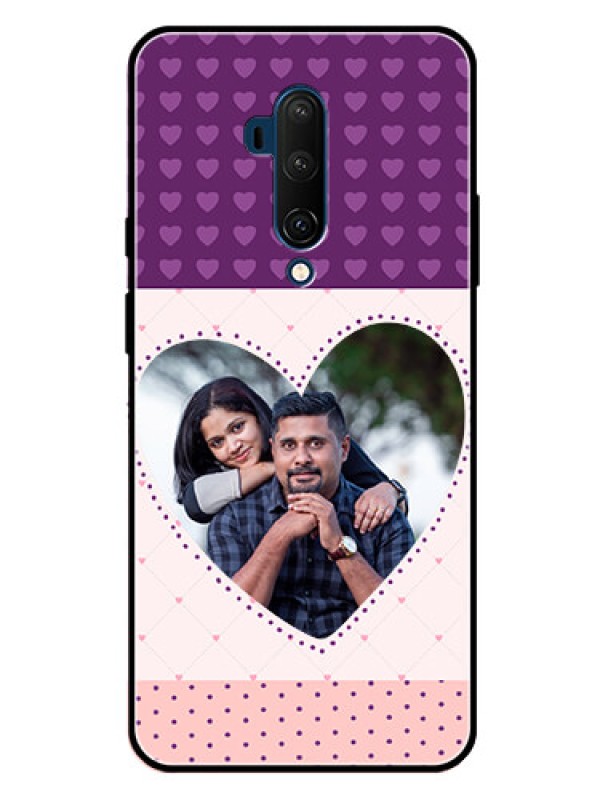 Custom Oneplus 7T Pro Custom Glass Phone Case  - Violet Love Dots Design