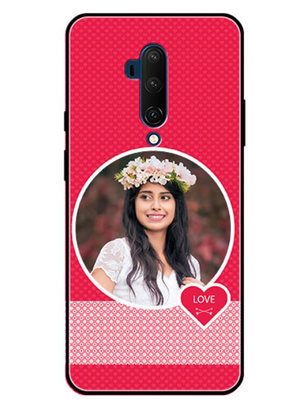 Custom Oneplus 7T Pro Personalised Glass Phone Case  - Pink Pattern Design