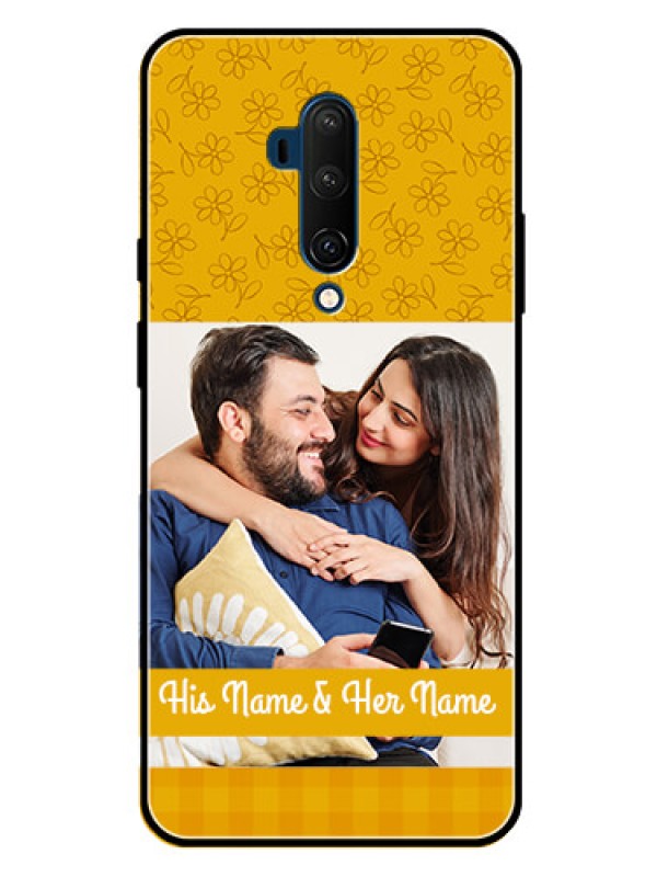 Custom Oneplus 7T Pro Custom Glass Mobile Case  - Yellow Floral Design
