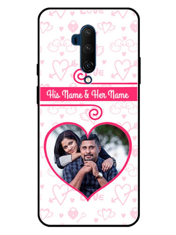 Custom Oneplus 7T Pro Personalized Glass Phone Case  - Heart Shape Love Design