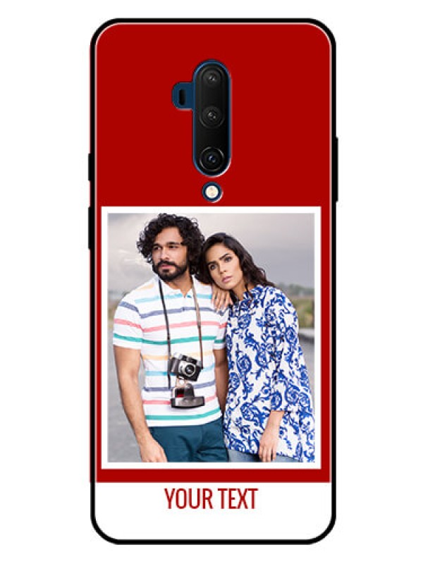 Custom Oneplus 7T Pro Personalized Glass Phone Case  - Simple Red Color Design