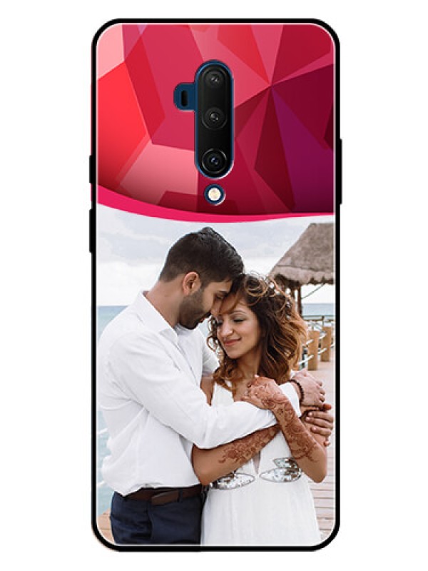 Custom Oneplus 7T Pro Custom Glass Mobile Case  - Red Abstract Design