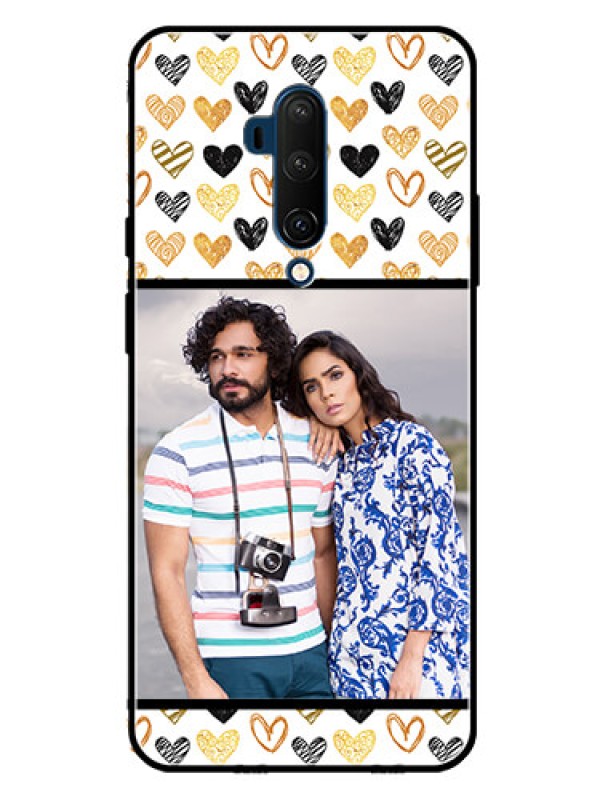 Custom Oneplus 7T Pro Photo Printing on Glass Case  - Love Symbol Design