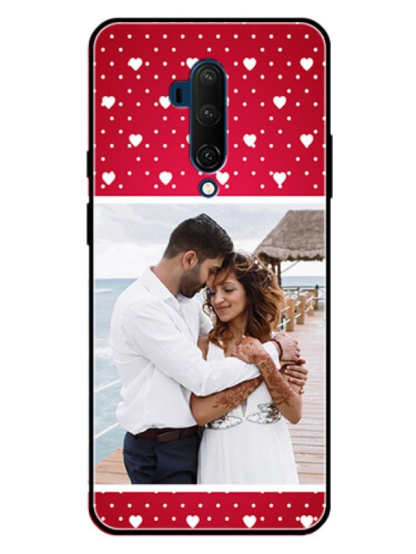 Custom Oneplus 7T Pro Photo Printing on Glass Case  - Hearts Mobile Case Design