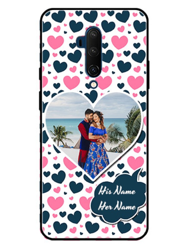 Custom Oneplus 7T Pro Custom Glass Phone Case  - Pink & Blue Heart Design