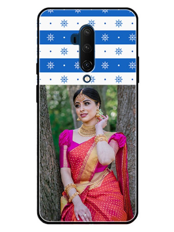 Custom Oneplus 7T Pro Photo Printing on Glass Case  - Snow Pattern Design