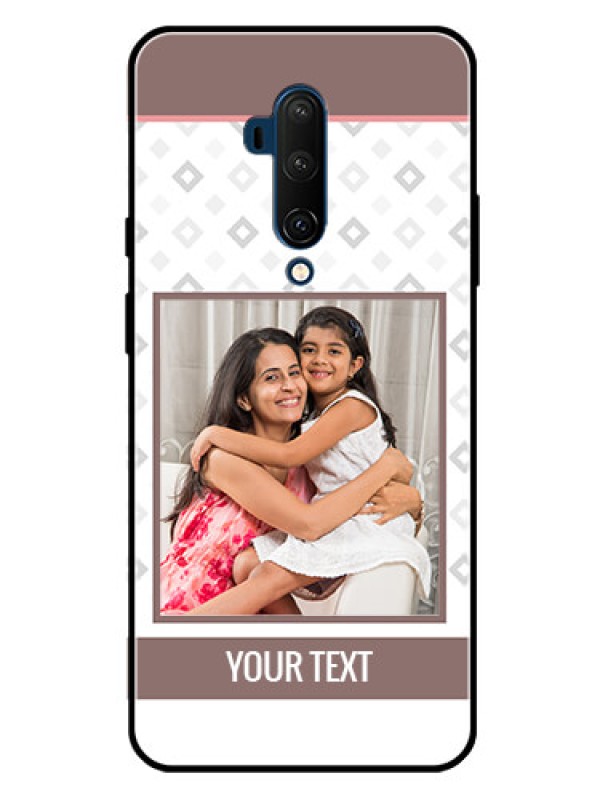 Custom Oneplus 7T Pro Photo Printing on Glass Case  - Simple Diamond Design