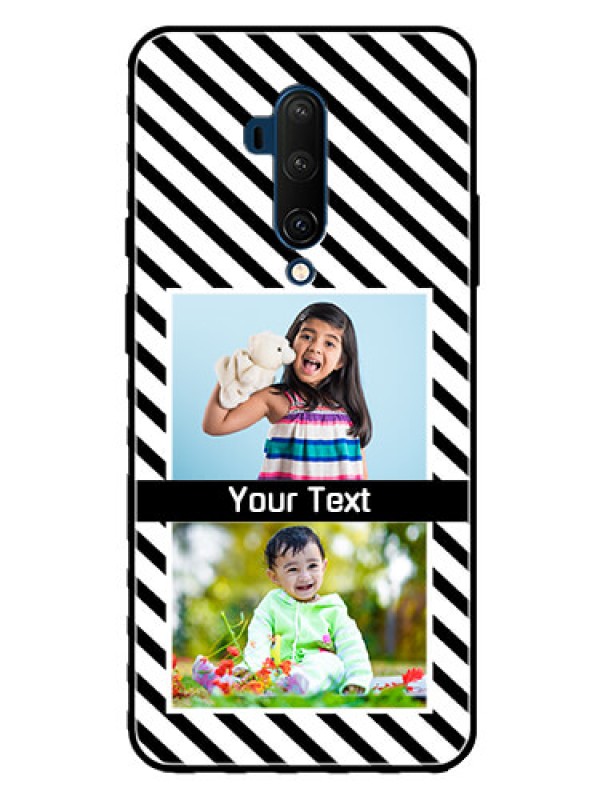 Custom Oneplus 7T Pro Photo Printing on Glass Case  - Black And White Stripes Design