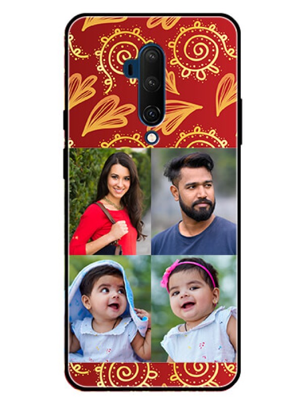 Custom Oneplus 7T Pro Photo Printing on Glass Case  - 4 Image Traditional Design