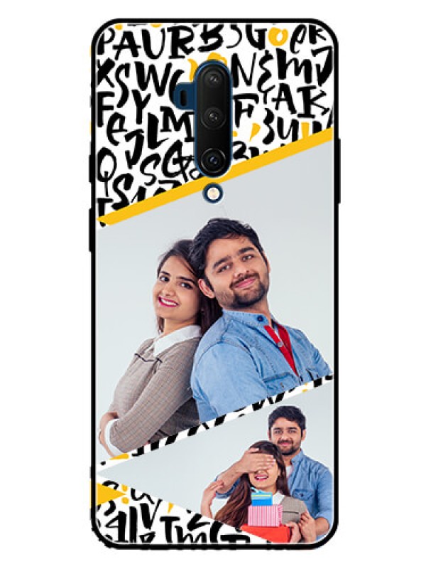 Custom Oneplus 7T Pro Custom Glass Mobile Case  - Letters Pattern Design