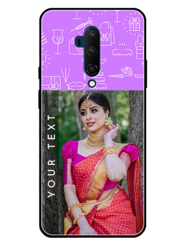 Custom Oneplus 7T Pro Custom Glass Mobile Case  - Birthday Icons Design