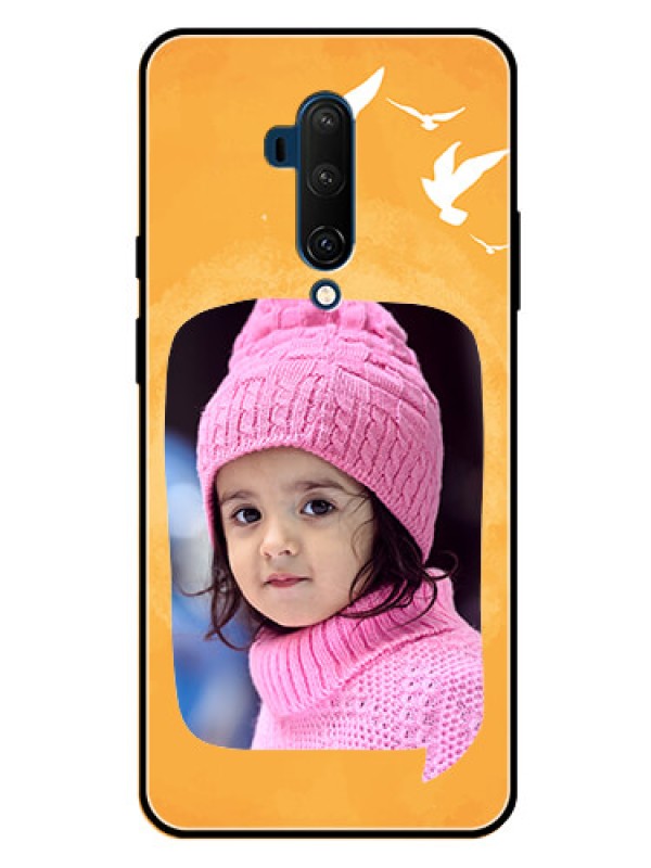 Custom Oneplus 7T Pro Personalized Glass Phone Case  - Water Color Design with Bird Icons
