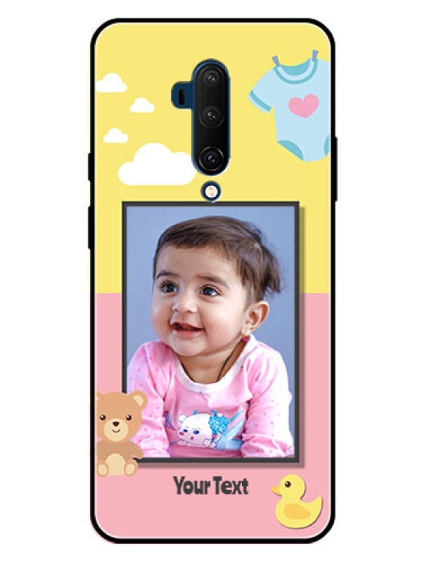 Custom Oneplus 7T Pro Photo Printing on Glass Case  - Kids 2 Color Design