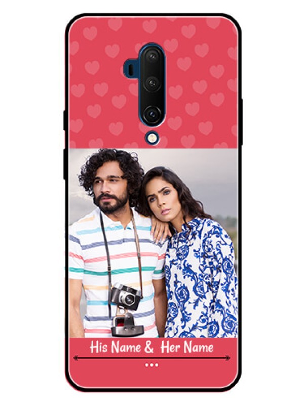 Custom Oneplus 7T Pro Photo Printing on Glass Case  - Simple Love Design
