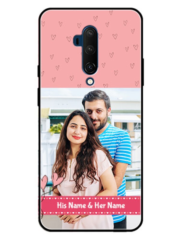 Custom Oneplus 7T Pro Personalized Glass Phone Case  - Love Design Peach Color