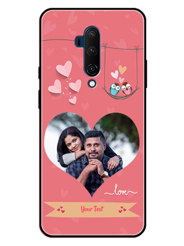 Custom Oneplus 7T Pro Personalized Glass Phone Case  - Peach Color Love Design 