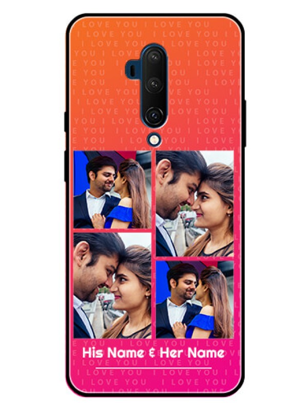 Custom Oneplus 7T Pro Custom Glass Phone Case  - I Love You Pink Design
