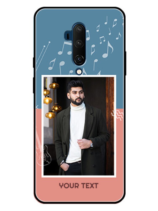 Custom Oneplus 7T Pro Photo Printing on Glass Case  - with Color Musical Note Design