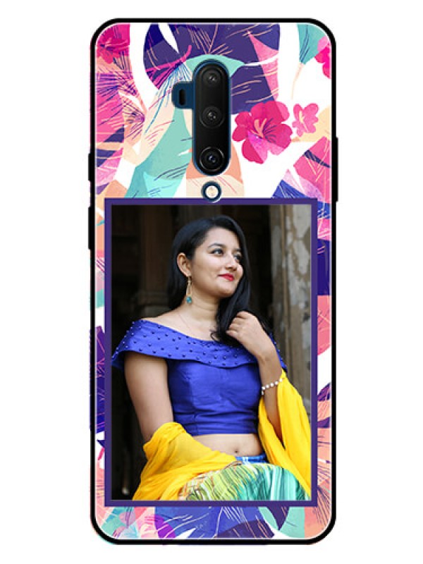 Custom Oneplus 7T Pro Custom Glass Mobile Case  - Abstract Floral Design