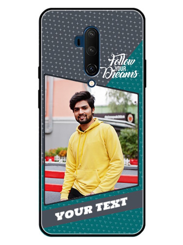 Custom Oneplus 7T Pro Personalized Glass Phone Case  - Background Pattern Design with Quote
