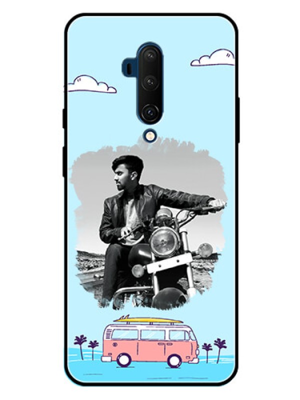 Custom Oneplus 7T Pro Photo Printing on Glass Case  - Travel & Adventure Design