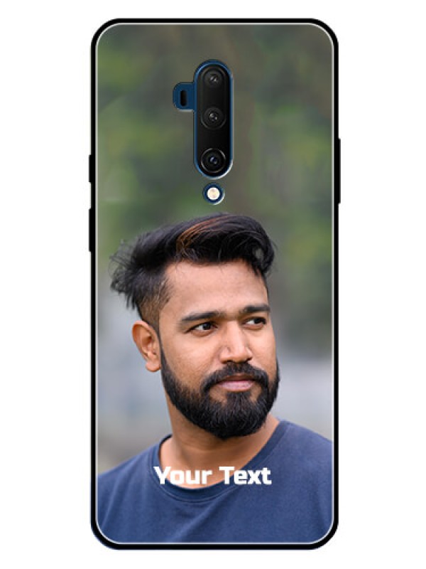 Custom Oneplus 7T Pro Glass Mobile Cover: Photo with Text