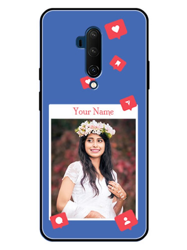 Custom OnePlus 7T Pro Custom Glass Phone Case - Like Share And Comment Design