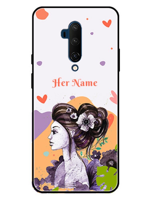 Custom OnePlus 7T Pro Personalized Glass Phone Case - Woman And Nature Design