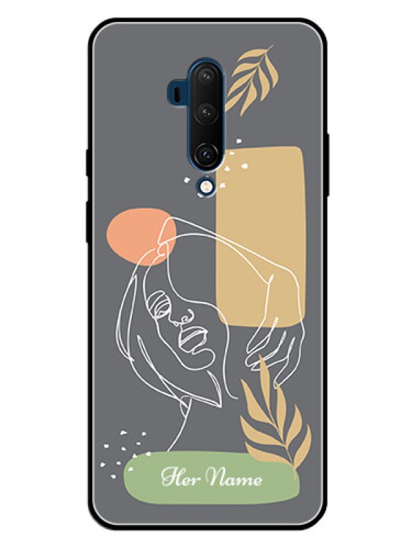 Custom OnePlus 7T Pro Custom Glass Phone Case - Gazing Woman line art Design