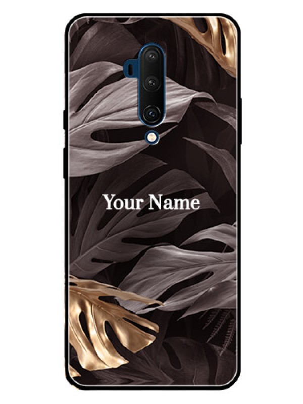 Custom OnePlus 7T Pro Personalised Glass Phone Case - Wild Leaves digital paint Design